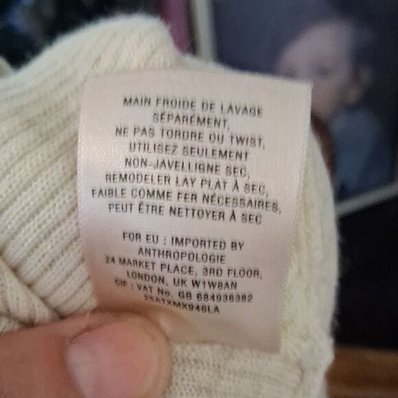 Anthropologie Sleeping On Snow Cream Women's Cowlneck Light Sweater Top S/P - Picture 13 of 13